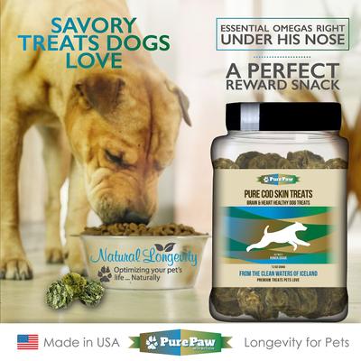 Wild Pure Cod Skin Dog Treats, 7.2-oz jar