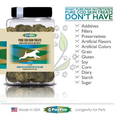 Wild Pure Cod Skin Dog Treats, 7.2-oz jar