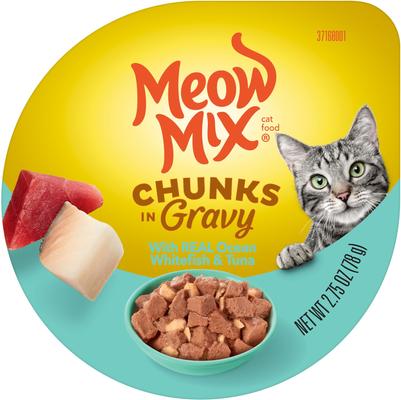 Chunks in Gravy Real Ocean Whitefish & Tuna Wet Cat Food, 2.75-oz cup, case of 12