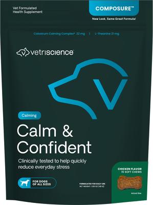 Composure Calm & Confident Clinically Tested Chicken-Flavored Chews Calming & Anxiety Supplement for Dogs, 15 count