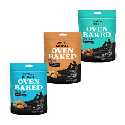 Paquete variado - Galletas crujientes de mantequilla de maní American Journey para perros, bolsa de 473 g, sabores salmón y cordero