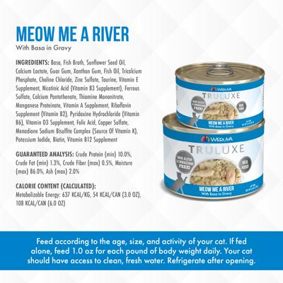 Truluxe Meow Me A River with Basa in Gravy Grain-Free Canned Cat Food, 3-oz, case of 24