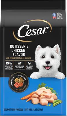 Paquete: Paquete variado de alimento húmedo Cesar Simply Crafted Cuisine Complement + Alimento seco para perros con sabor a pollo rostizado y guarnición de verduras de primavera