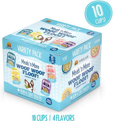 Meals 'n More Natural Wet Dog Food, Woof Woof Floof! Skin & Coat Health Variety Pack, 3.5-oz cup, 10 count