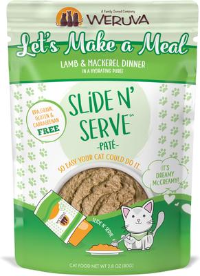 Slide N' Serve Let's Make a Meal Lamb & Mackerel Dinner Pate Grain-Free Cat Food Pouches, 2.8-oz pouch, case of 12