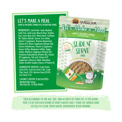 Slide N' Serve Let's Make a Meal Lamb & Mackerel Dinner Pate Grain-Free Cat Food Pouches, 2.8-oz pouch, case of 12