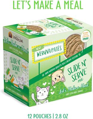 Slide N' Serve Let's Make a Meal Lamb & Mackerel Dinner Pate Grain-Free Cat Food Pouches, 2.8-oz pouch, case of 12