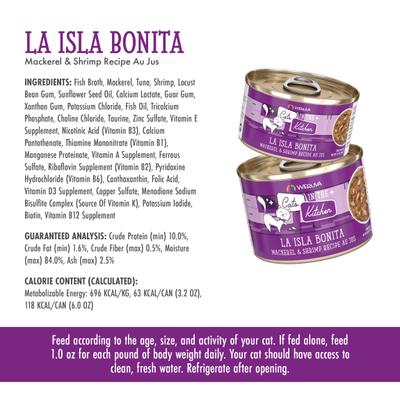 Cats in the Kitchen La Isla Bonita Mackerel & Shrimp Au Jus Grain-Free Canned Cat Food, 6-oz, case of 24