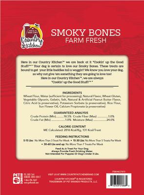 Smoky Bones Peanut Butter Flavored Hard Chew Dog Treats, 7 count