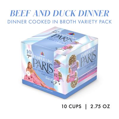 Variety Pack Non-GMO Beef & Duck Dinner Shredded Wet Dog Food, 2.75-oz cup, case of 10