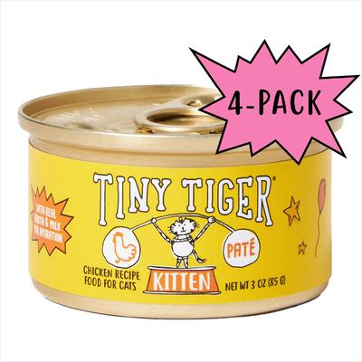 Comida enlatada para gatos Kitten Pate Chicken Recipe sin cereales, lata de 3 oz, caja de 4