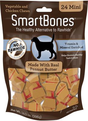Bundle: SmartBones Mini Peanut Butter Chew Bones + SmartSticks Peanut Butter Chews Dog Treats