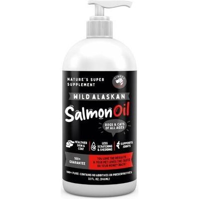 Suplemento de aceite de salmón salvaje de Alaska para perros y gatos, botella de 944 ml