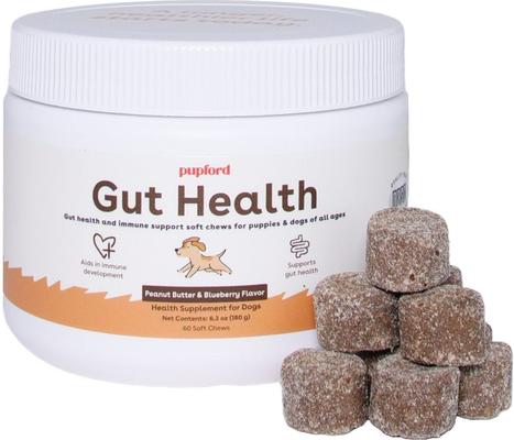 Gut Health & Immunity Peanut Butter & Jelly Flavored Soft Chew Digestive Support Supplement for Puppies, 60 count