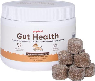 Gut Health & Immunity Peanut Butter & Jelly Flavored Soft Chew Digestive Support Supplement for Puppies, 60 count