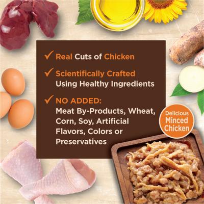 Comida húmeda para gatos CORE Tiny Tasters Chicken Grain-Free Minced, bolsa de 1.75 oz, caja de 12