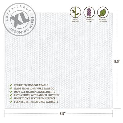 Premium Lavender Scented Cat & Dog Grooming Wipes, X-Large, 60 count