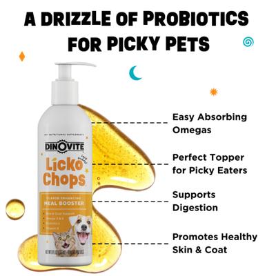 Lickochops Fatty Acid Liquid Supplement for Dogs & Cats, 8-oz bottle, 2 count
