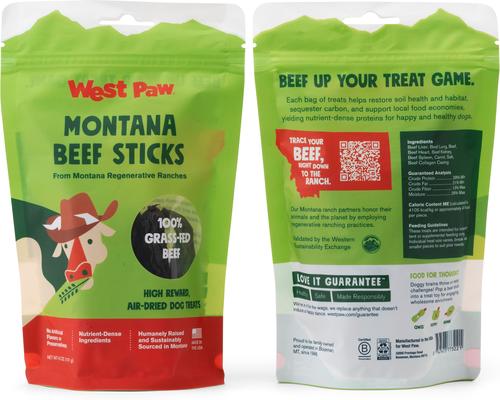 Montana Beef Sticks High-Protein Air-Dried Dog Treats, 6-oz bag