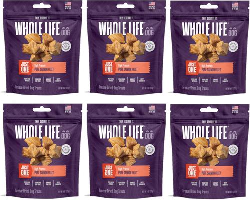 Just One Salmon Value Pack Freeze-Dried Dog & Cat Treats, 8-oz bag, case of 6