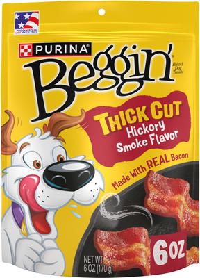 Purina Beggin' Strips with Real Meat Thick Cut Hickory Smoke Flavor Jerky Dog Treats, 6-oz pouch