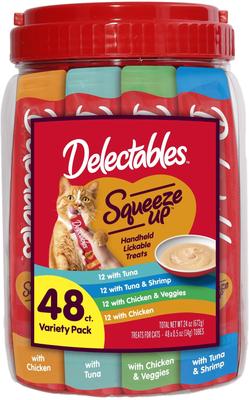 Delectables Squeeze Up 4-Flavor Variety Pack Grain-Free Lickable Cat Treats, 0.5-oz tube, 48 count