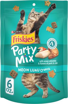 Party Mix Meow Luau Crunch Flavor Crunchy Cat Treats, 2.1-oz bag