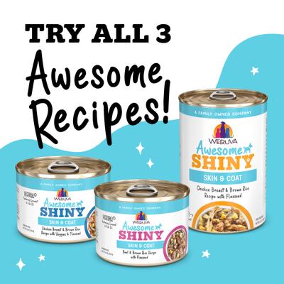 Awesome Shiny, Chicken Breast & Brown Rice Recipe with Veggies & Flaxseed Adult Gluten-Free Shredded Canned Wet Dog Food, 6-oz can, case of 8