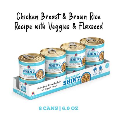 Awesome Shiny, Chicken Breast & Brown Rice Recipe with Veggies & Flaxseed Adult Gluten-Free Shredded Canned Wet Dog Food, 6-oz can, case of 8
