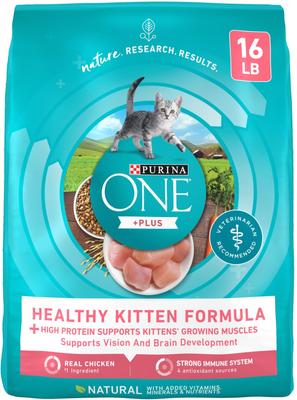Bundle: Purina ONE Healthy Kitten Formula Dry Food + Fancy Feast Tender Feast Canned Kitten Food