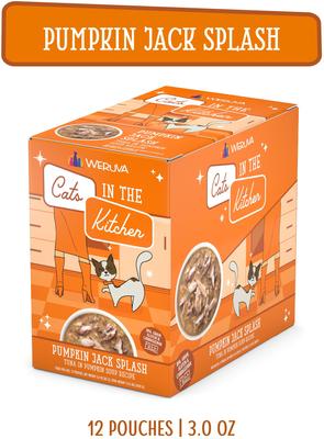 Cats in the Kitchen Pumpkin Jack Splash Tuna in Pumpkin Soup Grain-Free Cat Food Pouches, 3-oz pouch, case of 12