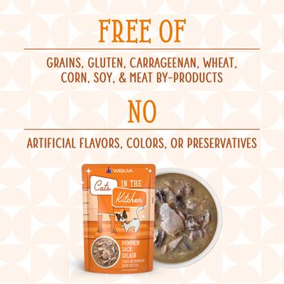 Cats in the Kitchen Pumpkin Jack Splash Tuna in Pumpkin Soup Grain-Free Cat Food Pouches, 3-oz pouch, case of 12