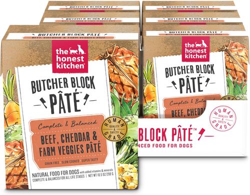 Butcher Block Pate Beef, Cheddar & Farm Veggies Pate Wet Dog Food, 10.5-oz box, bundle of 12