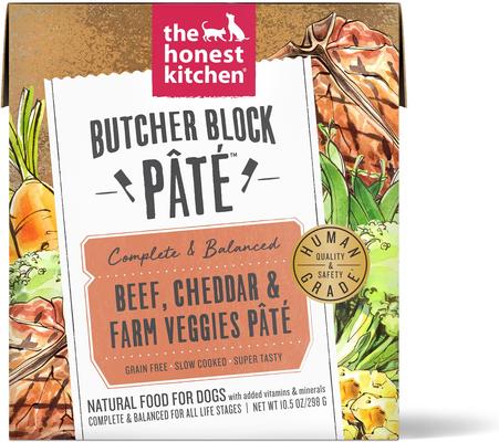 Butcher Block Pate Beef, Cheddar & Farm Veggies Pate Wet Dog Food, 10.5-oz box, bundle of 12