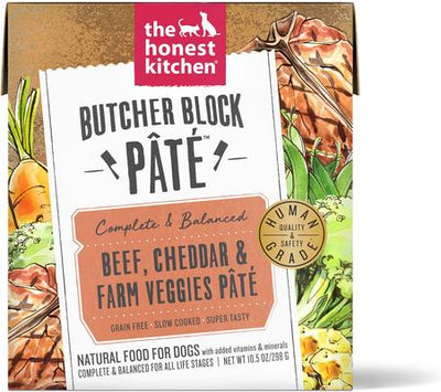 Butcher Block Pate Beef, Cheddar & Farm Veggies Pate Wet Dog Food, 10.5-oz box, bundle of 12