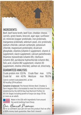 Butcher Block Pate Beef, Cheddar & Farm Veggies Pate Wet Dog Food, 10.5-oz box, bundle of 12