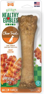 Healthy Edibles All-Natural Long Lasting Bacon Dog Chew Treats, Giant, 1 count, 7.5-inch