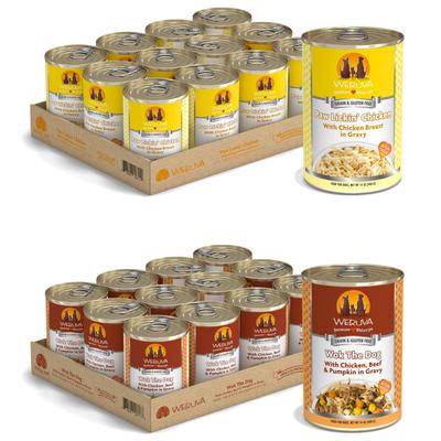 Bundle: Weruva Wok the Dog with Chicken, Beef & Pumpkin in Gravy + Paw Lickin' Chicken in Gravy Canned Dog Food