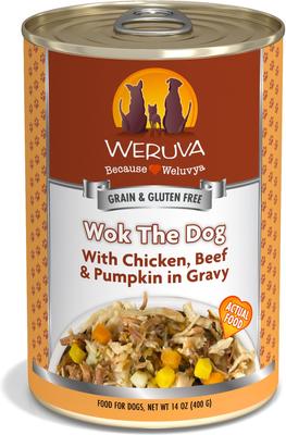 Bundle: Weruva Wok the Dog with Chicken, Beef & Pumpkin in Gravy + Paw Lickin' Chicken in Gravy Canned Dog Food
