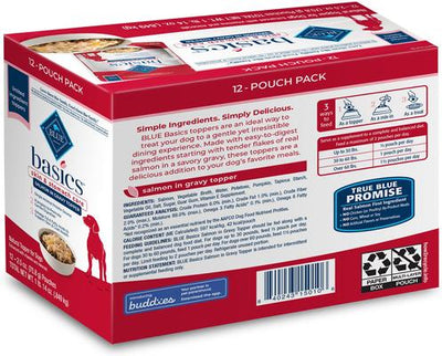 Basics LID Skin & Stomach Care Grain-Free Salmon in Gravy Adult Wet Dog Food Topper, 2.5-oz pouch, case of 12