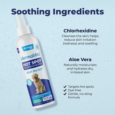 Dermabliss Medicated Hot Spot Antiseptic Chlorhexidine Dog & Cat Skin Spray, 8-oz bottle