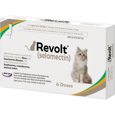 Solución tópica para gatos, 15.1-22 lbs, (caja gris topo), 6 dosis (suministro para 6 meses)