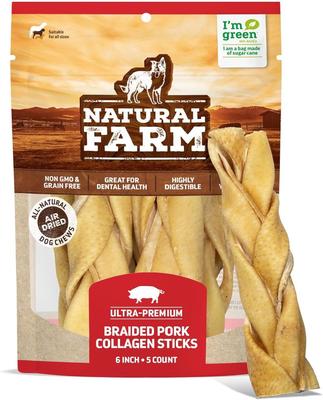 Palitos de colágeno de cerdo para perros, 6 pulgadas, 5 unidades