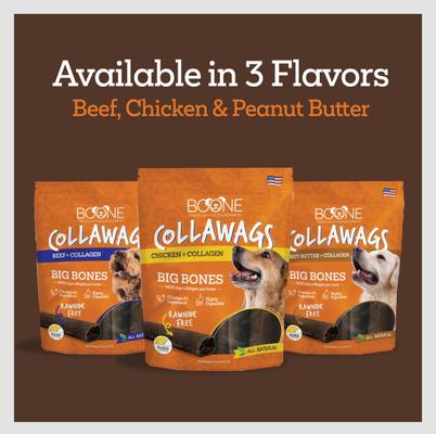 Collawags Large Bones Beef Flavor Dog Treats, 10-oz bag