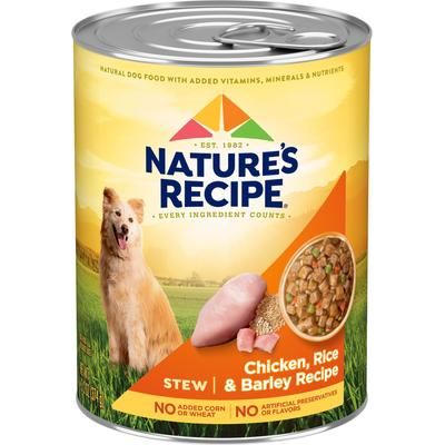 Alimento húmedo para perros con receta de estofado de pollo, arroz y cebada, lata de 13.2 oz, paquete de 24