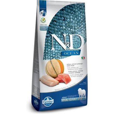 Alimento seco para perros N&D Ocean Canine Adult GMO-Free Salmon Cod Cantaloupe Maxi Giant, bolsa de 12 kg