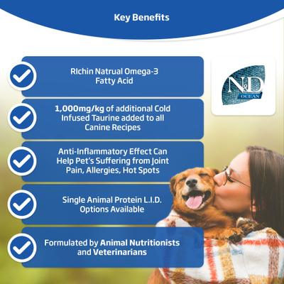 Alimento seco para perros N&D Ocean Canine Adult GMO-Free Salmon Cod Cantaloupe Maxi Giant, bolsa de 12 kg