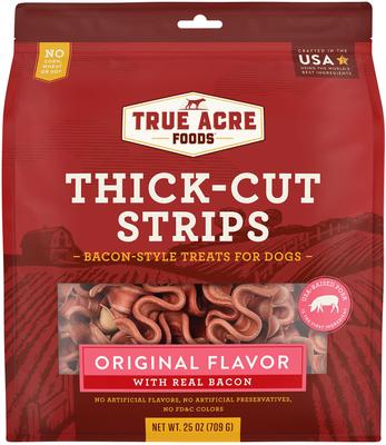 Thick Cut Strips with Real Bacon Dog Treats, 25-oz bag