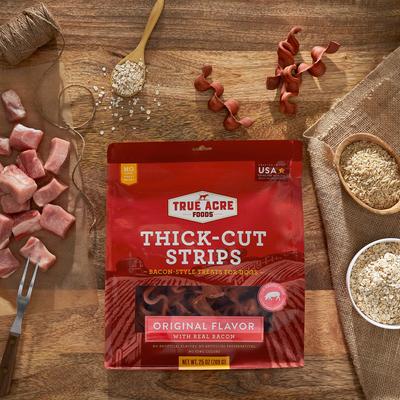 Thick Cut Strips with Real Bacon Dog Treats, 25-oz bag