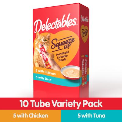 Bundle: Hartz Delectables Squeeze Up Variety Pack + Bisque Variety Pack Lickable Cat Treats